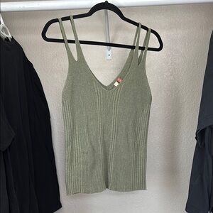 Anthropologie Pilcro Olive Green Ribbed Knit Women's Tank Top XL